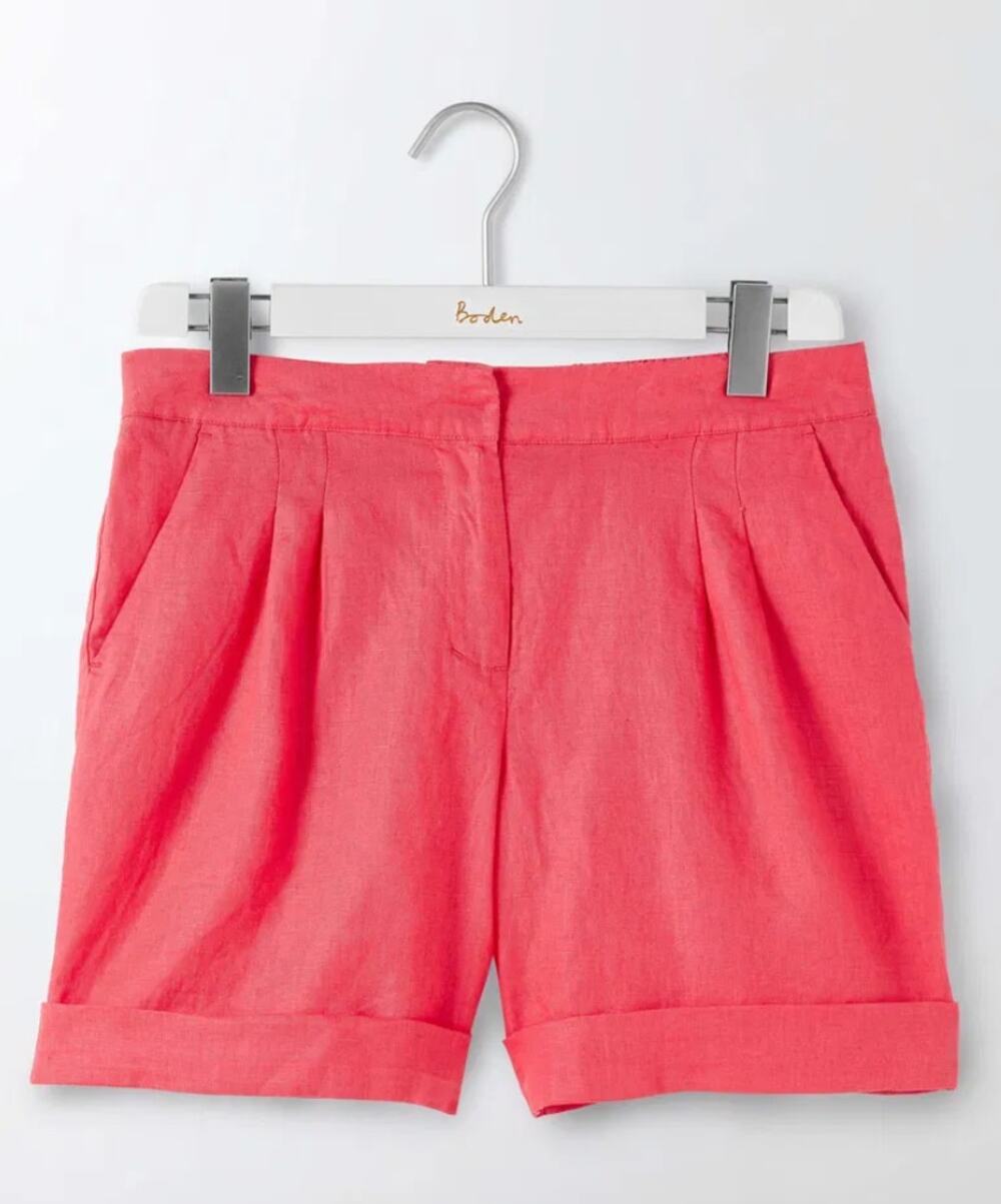 Boden Lottie Linen Shorts 6 Pink Coastal Nautical Travel Resort Beach